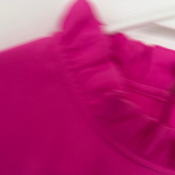 J. Crew Women’s Pink Long-sleeve Ruffle Neck Top in 365 Crepe Size M - Picture 3 of 7
